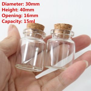 Potten 30 stks/partij 16*30*40mm 15 ml Kleine Glazen Pot Glazen Flessen Stopper kleine container transparante Lege Fles reageerbuis
