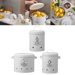 Bocaux 3x boîtes de rangement de cuisine avec poignée boîtes pour pomme de terre oignon ail Fruits secs cuisine