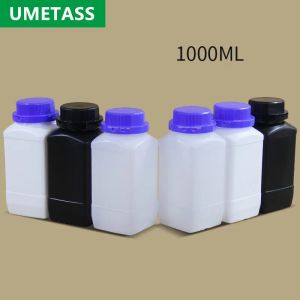 Bocaux 4 pièces bouteille carrée en plastique de 1000ML avec couvercle, conteneur de stockage étanche à large bouche, bouteilles de qualité alimentaire HDPE