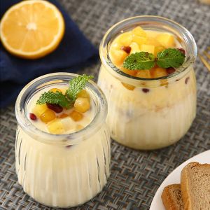 Bocaux 5 pièces yaourt pouding pot en verre bouteille Mini Mousse bouteille à boire avec couvercle boissons faites maison jus lait conteneur de stockage