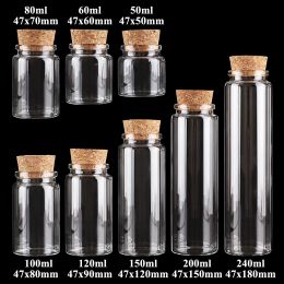 Bocaux 6 pièces 50 ml 60 ml 80 ml 100 ml 120 ml 150 ml 200 ml 240 ml bouteilles en verre avec pots de bonbons en liège pour faveurs de mariage 8 tailles Upick