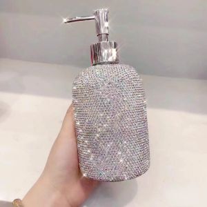 Potten Bling Diamond Handdesinfecterend Fles 500 ml Glas Badkamer Zeep Shampoo Douchegel Dispenser Vloeibare Lotion Navulling Drukkop Roze