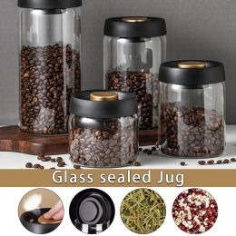 Bocaux en verre borosilicaté sous vide pour grains de café, réservoir de stockage étanche à l'humidité, pot domestique, outil pour la conservation des aliments