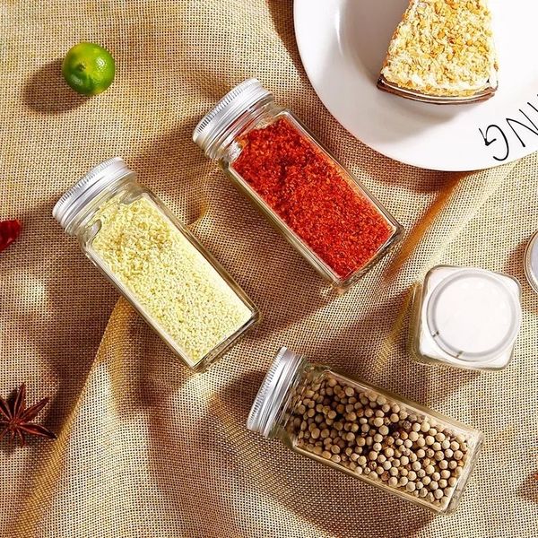 Bocaux pour épices Verre Spice Organisateur de cuisine Saliers et poivrages avec des autocollants LET SIFT Shaker Conteneur de rangement