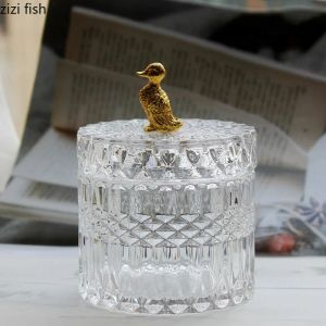Bocaux pots en verre et couvercles statues d'animaux dorées bougettes décoratives bougies aromathérapie peut coiffeur contenant des contenants cosmétiques