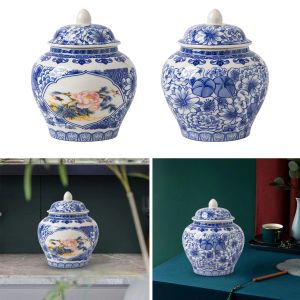 Potten Handbeschilderde antieke blauw-witte porseleinen vaas met keramiek Algemene pot Theepot Chinese stijl vaasdecoratie met deksel