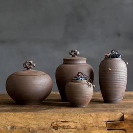 Bocaux style japonais en terre cuite rétro pot de stockage réservoir de stockage boîtes à thé stockage d'épices boîte de café conteneur cuisine boîtes scellées