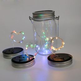 Jars aangedreven zilveren lichten Zonellicht 10 LED String Star Mason Fairy 5465 deksels voor Glass Christmas Screw on WSCDM