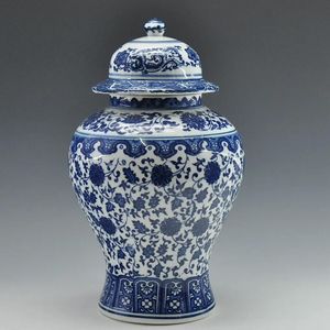 Bocaux bouteille de stockage chinois Antique Qing Qianlong marque bleu et blanc en céramique porcelaine Vase pot de gingembre