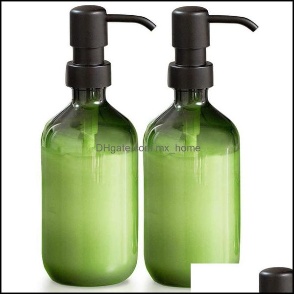 Jars Storage Housekee Organization Home Garden2 Pack Premium Green Mti-Purpose Bouteilles de pompe à savon en plastique rechargeables Distributeur noir mat