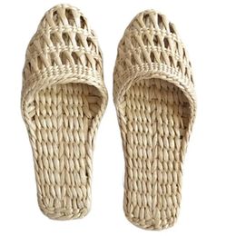 Jarycorn schoenen dames stro slippers paar handgemaakte Chinese stijl comfortabele sandalen zomer mode -unisex Home 240422