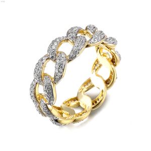 Jasen Jewelry personnalisé Hip Hop Bling Micro Pave 14k Solid Gold Moissanite Diamond Miami Cuban Link Chain Ring pour hommes