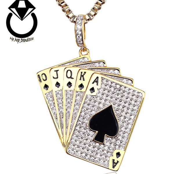 Jasen Populaire Bling Sterling Silver Gold Bilan plaqué CZ Stone Hip Hop Iced Out Emell Pendentif