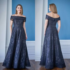 Jasmine Moeder van de Bruid Jurken 2021 Off Shoulder Sant Applicaties Avondjurken Custom Made Floor Length A Line Wedding Gast-jurk
