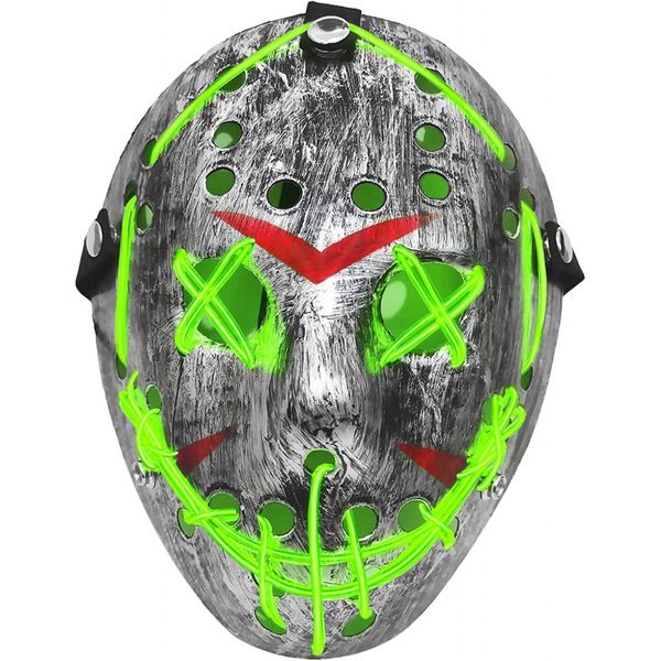 Jason Costume Masque Led Purge Mask Light up Effrayant Halloween Costumes Masque pour Hommes Femmes Adultes Enfants