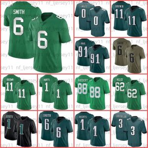 Jason Kelce Jalen Hurts voetbalshirt AJ Brown Kelly Green DeVonta Smith Brian Dawkins Nolan Haason Reddick Darius Slay D'Andre Swift Goedert Mailata White