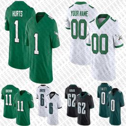 Jason Kelce Jalen Hurts Kelly Green Custom voetbalshirt Bruin Julio Jones Davis Reed Blankenship Landon Dickerson Boston Scott Josh Sweat