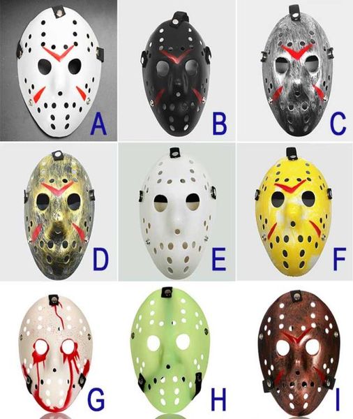 Máscara de Jason 9 colores Máscara de asesino antiguo de cara completa Jason vs Viernes 13 Prop Horror Hockey Disfraz de Halloween Máscara de cosplay6003153