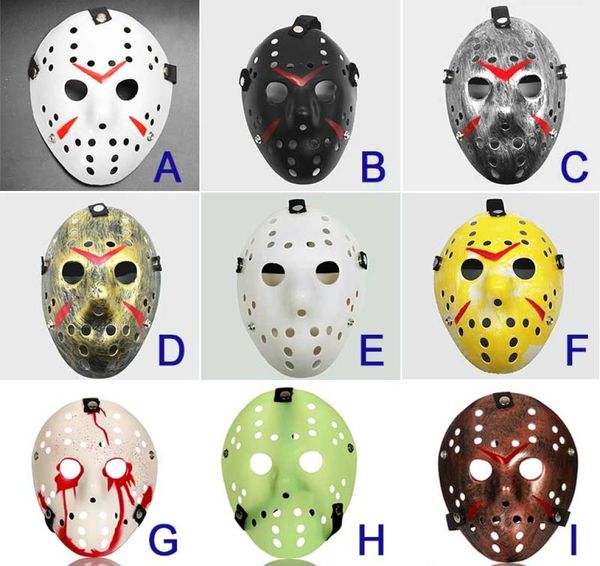 Máscara de Jason 9 colores Máscara de asesino antiguo de cara completa Jason vs Viernes 13 Prop Horror Hockey Disfraz de Halloween Máscara de cosplay6337713