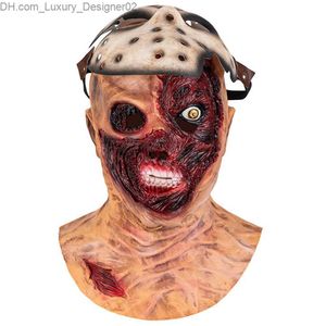 Máscara de Jason Disfraz de Halloween Fiesta de disfraces Máscara de látex de terror Fiesta de carnaval Película Asesino Cosplay Disfraz Sombrero con máscaras de hockey Q230824