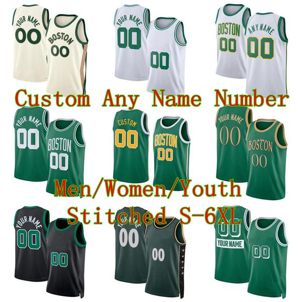 Jason Tatum Jerseys de basket-ball cousu Jaylen Brown Kristaps Porzingis Jrue Holiday Derrick White Any Number 2023/24 Fans City Jerseys Men Youth Women Women S-6XL