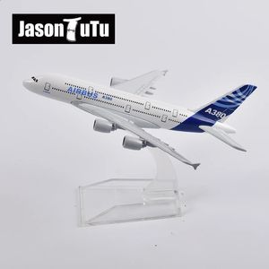 Jason Tutu 16cm Modelo original Airbus A380 Modelo de avión Aeronave Metal de metal 1/400 Airplane Modelo de regalos Collection 240328