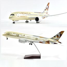 Jason Tutu 43cm hars Diecast 1 144 Schaal Etihad Boeing 787 Vliegtuigmodel Vliegtuigmodelvliegtuig met lichte wielvliegtuigen 240328