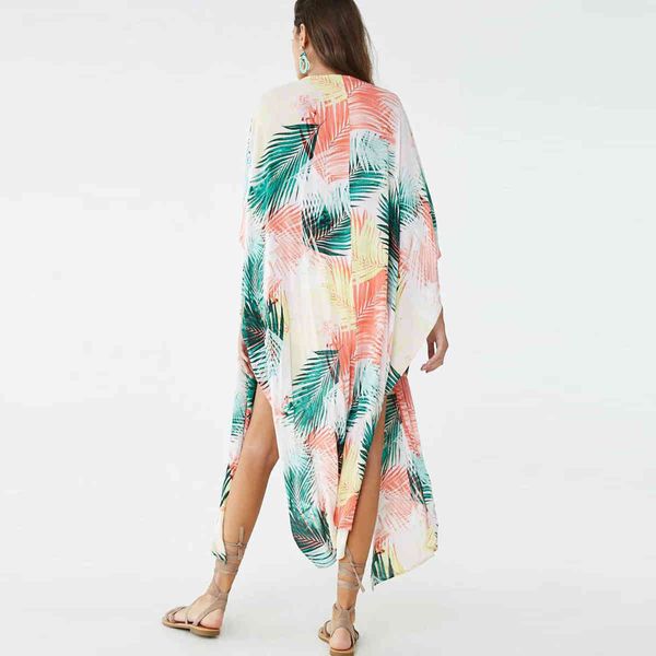 Jastie Femmes Automne Été Floral Châle Kimono Cardigan Tops Bohème Plage Cover Up Casual Blouse Lâche Beachwear Veste Tops 210419
