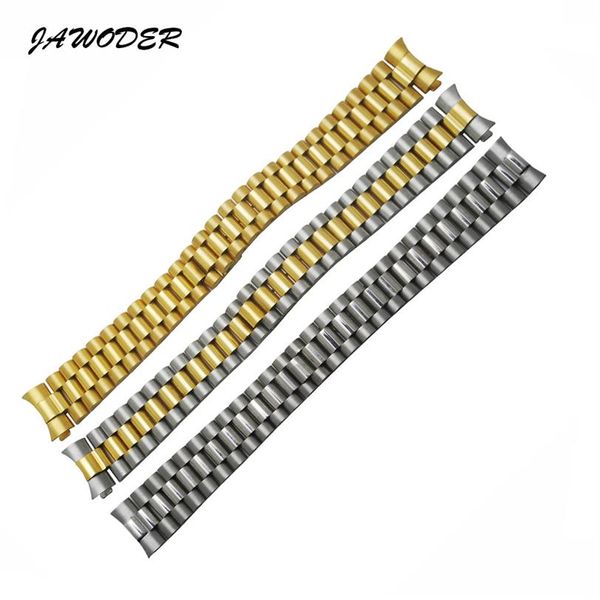 Pulseira de relógio JAWODER 13mm 17mm 20mm prata ouro aço inoxidável polimento escovado curvado pulseiras de pulseira de relógio para Rolex277t