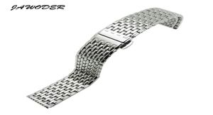 Jawoder Watch Band 18 19 20 22mm Men Women Women Silver Pure Solid Roestless Steel Polishing Watch Riem Implementatie Buckle Bracelet1291435