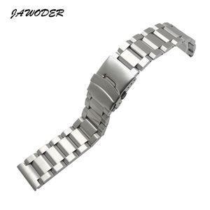 Jawoder Watch Band 18 20 22 24 mm Men Pure massief roestvrijstalen geborstelde horlogeband inzet Buckle armbanden3002