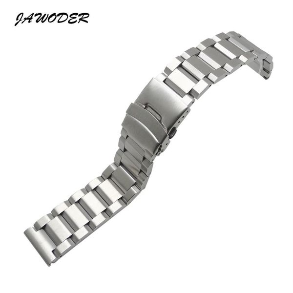 Correa de reloj JAWODER 18 20 22 24mm para hombre, correa de reloj cepillada de acero inoxidable sólido puro, pulseras con hebilla de despliegue 2449