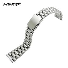 Jawoder pulseira de relógio 16 18 20 22mm puro sólido aço inoxidável polimento escovado pulseira de relógio implantação fivela pulseiras2112