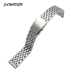 Correa de reloj JAWODER 18 20 22mm para hombres y mujeres, pulido de acero inoxidable sólido puro + correa de reloj cepillada, pulseras con hebilla de despliegue