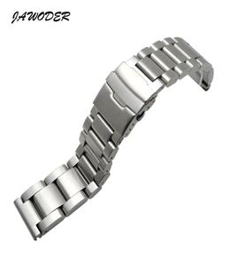 JAWODER Watchband 20 22 24 26 mm hommes épais pur pur massif en acier inoxydable brossé bracelet Bandle de montre Boucille Bracelets8395194