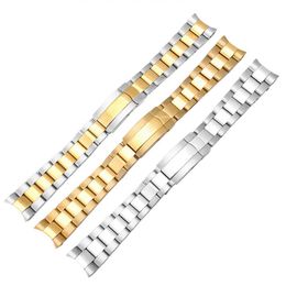 JAWODER Bracelet de montre 20mm or polissage intermédiaire nouveaux hommes extrémité incurvée en acier inoxydable Bracelet de montre Bracelet pour Rolex Submarine250d