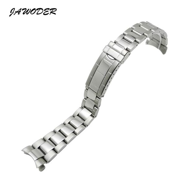 JAWODER bracelet de montre 20mm hommes femmes argent pur solide acier inoxydable polissage brossé bracelet de montre bracelet déploiement boucle Bracelets 212C