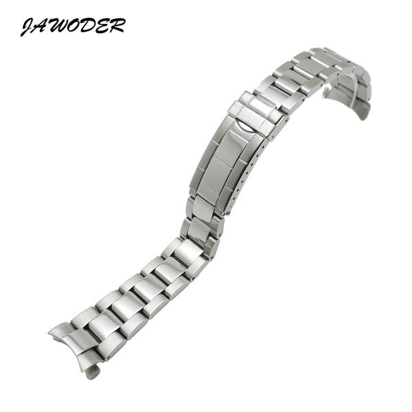 JAWODER Bracelet de Montre 20mm Hommes Femmes Argent Pur Solide Acier Inoxydable Polissage Brossé Bracelet de Montre Bracelet Déploiement Boucle Bracelets 248w