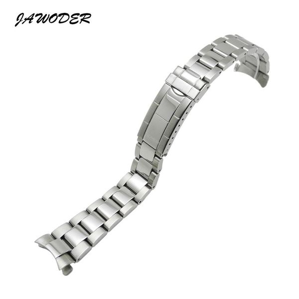 JAWODER bracelet de montre 20mm hommes femmes argent pur solide acier inoxydable polissage brossé bracelet de montre bracelet déploiement boucle Bracelets 272u
