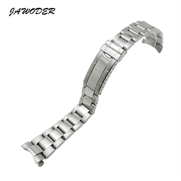 JAWODER Bracelet 20mm Hommes Femmes Argent Pur Solide En Acier Inoxydable Polissage Brossé Bracelet De Montre Bracelet Déploiement Boucle Bracelets 259Y