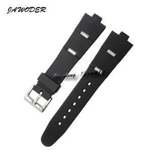 JAWODER Horlogeband 22 24 mm X 8 mm Mannen Vrouwen Horlogebanden Zwart Duiken Siliconen Rubber Roestvrij staal Zilveren Pin Gesp Voor D233e