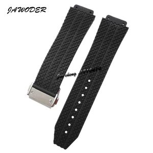 Jawoder Watchband 24mm 25 mm Men Dames Roestvrij staal gesplit Black Diving Silicone Rubber Watch Band Riem voor Big Bang