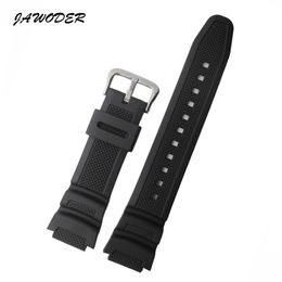 JAWODER bracelet de montre 25mm bracelet de montre en caoutchouc de Silicone noir pour Casio AE-1000w AQ-S810W SGW-400H SGW-300H montre de sport Strap262o