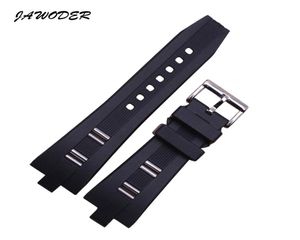 Jawoder Watchband 26mmx9mm Nieuwe Men Women Black Diving Silicone Rubber Watch Band Stainless Steel Pin Buckle voor BVL Watch8227441