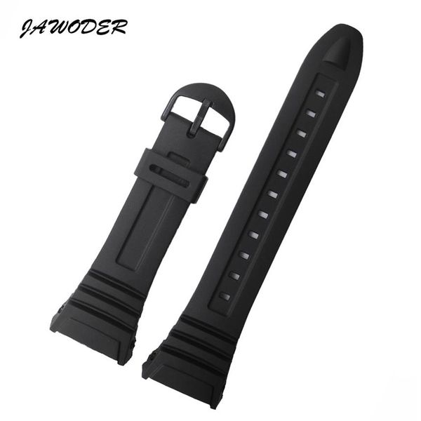 JAWODER Bracelet de montre 28 mm en caoutchouc de silicone noir avec boucle ardillon de remplacement électronique pour montre de sport Casio W-96h Straps264P