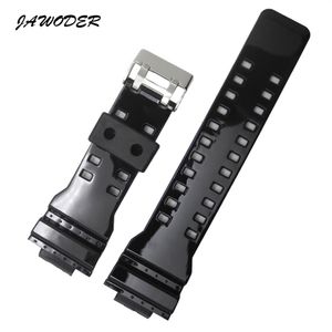 Jawoder Watchband 29x16mm Black Silicone Rubber Watch Band Roestvrijstalen sluitband voor Casio GA-100 GA-300 GA-110 GA-120 G-890266QQQ