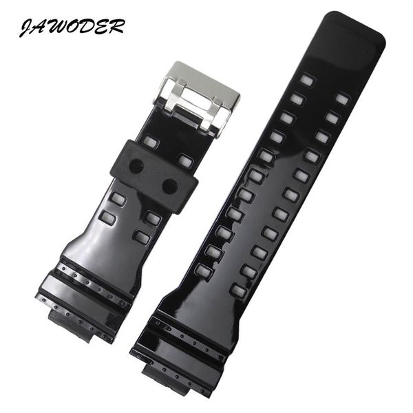 JAWODER bracelet de montre 29x16mm bracelet de montre en caoutchouc de Silicone noir bracelet de fermoir en acier inoxydable pour Casio GA-100 GA-300 GA-110 GA-120 G-890228A