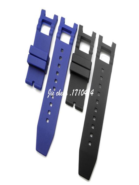 JAWODER Watchband New Men039s 28 mm x 16 mm Black Blue Silicone Rubber Diver Watch Band Swatt pour Inv 0932 Anatomic Subaqua1603098