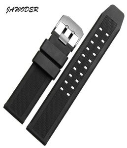 Jawoder Watchband Soft Silicone Rubber Men Black 23mm Sport Buck Watch Band Strap Silver Black Metal Hebilla para Luminox Accessor1172133