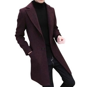 JAYCOSIN tout nouveau manteau hommes formel simple boutonnage figure pardessus longue laine veste Outwear chaud coupe-vent mâle manteau 201223